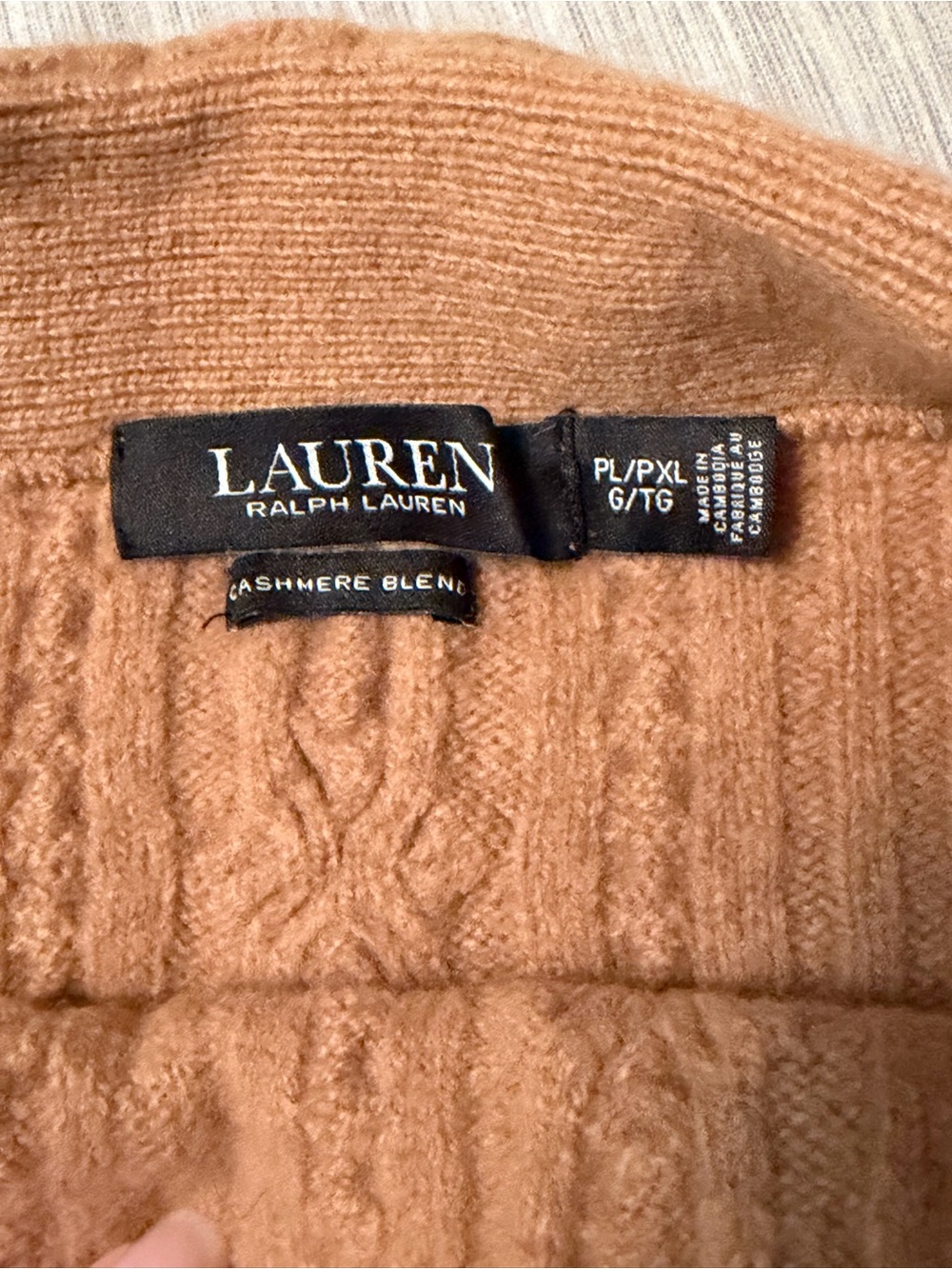 Lauren Ralph Lauren Women's Camel Cable-Knit Cashmere Blend Sweater skirt